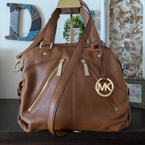Michael Kors Handbags - Michael Kors Portland Medium Satchel in Luggage Brown Pebbled Leather NWT